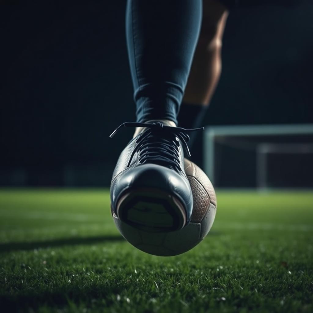 Improve Passing — Accuracy, weight and repetition. Midfielder striking a pass through a passing gate on a floodlit training pitch